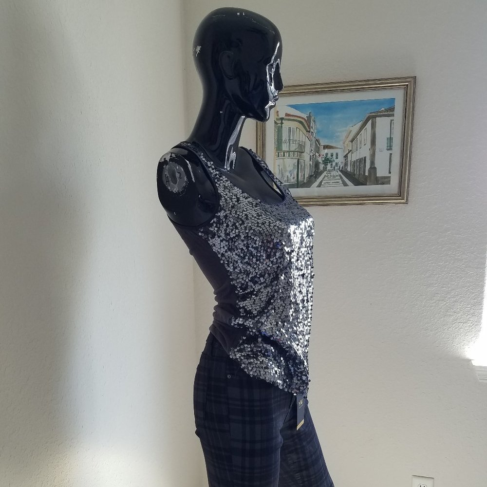 Express Sequine Gray Top - image 3